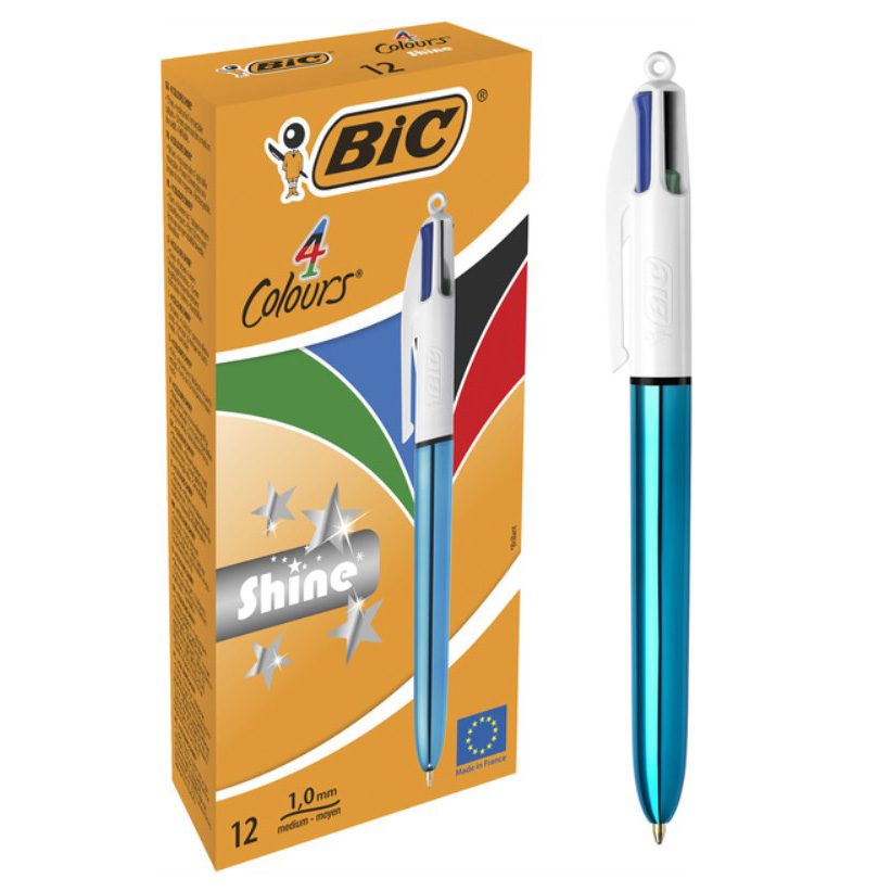 Ручка кулькова 4 Colours Shine, блакитний, bc982874 BIC 5