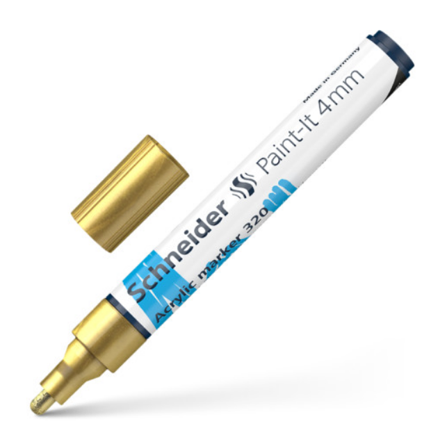 Маркер акриловий Schneider Paint-it 320, 4 мм, золотий, S120253