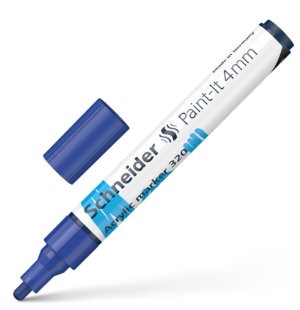 Маркер акриловий Schneider Paint-it 320, 4 мм, синій, S120203