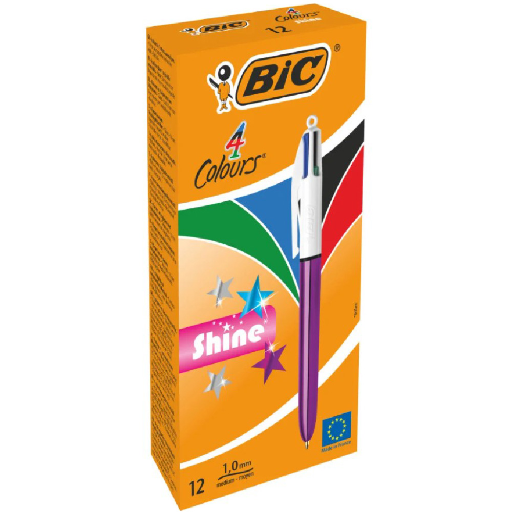 Ручка кулькова 4  в 1 кольори Шайн Фіолетова, bc982876 BIC 4