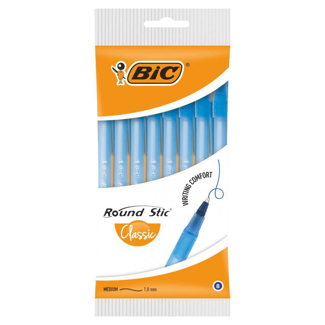 Ручка шариковая синяя Round stic, bc934598 BIC 5