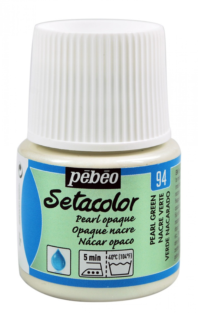 Краска для светлых тканей Setacolor 45 мл непрозрачная перламутровая, зелёная, 202-094 Pebeo