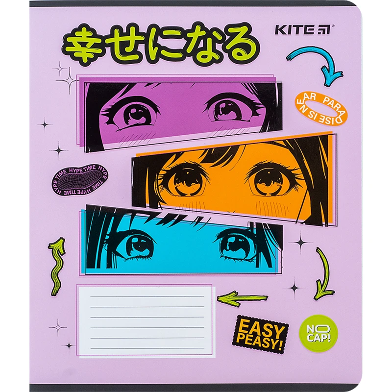 Зошит 12 арк., кл., софт тач + УФ лак, Kite Anime, K24-232-1