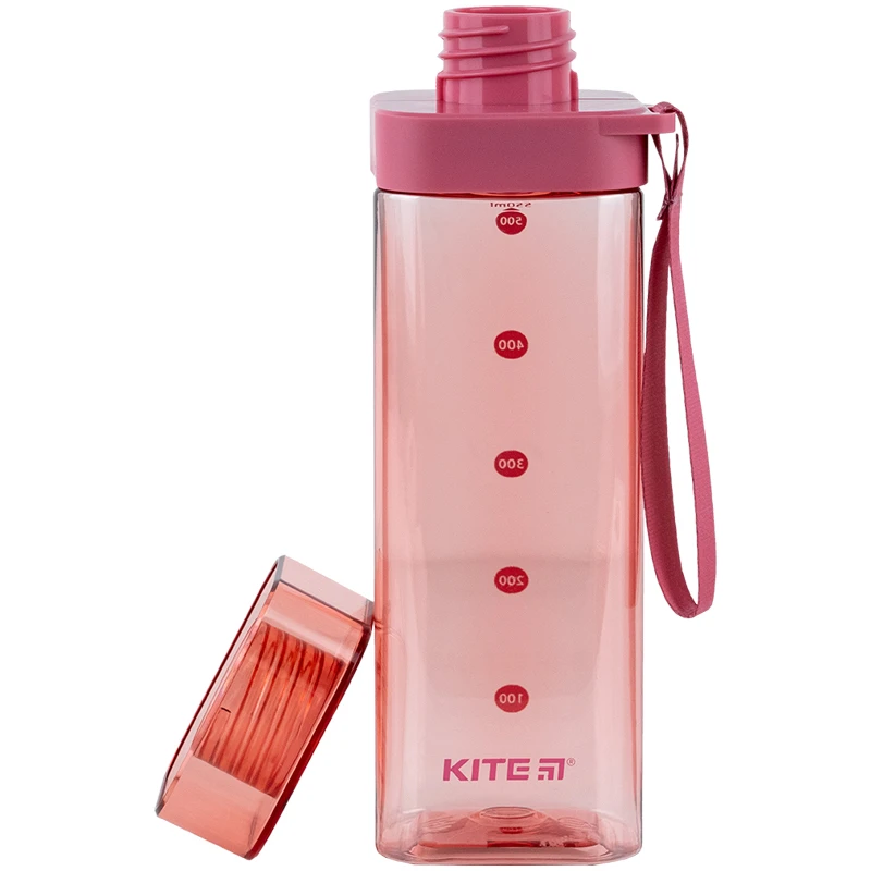 Пляшечка для води квадратна, 550 мл, рожева, K24-1209-3 3