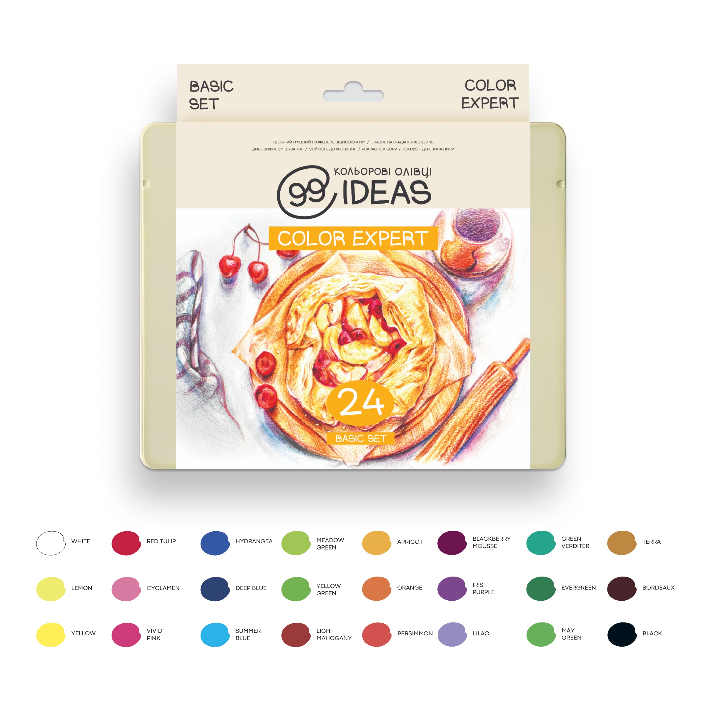 Набір олівців кольорових  99IDEAS "Color Expert" 24 кол., Basic Set, метал. коробка, 99CE-24BAS 2