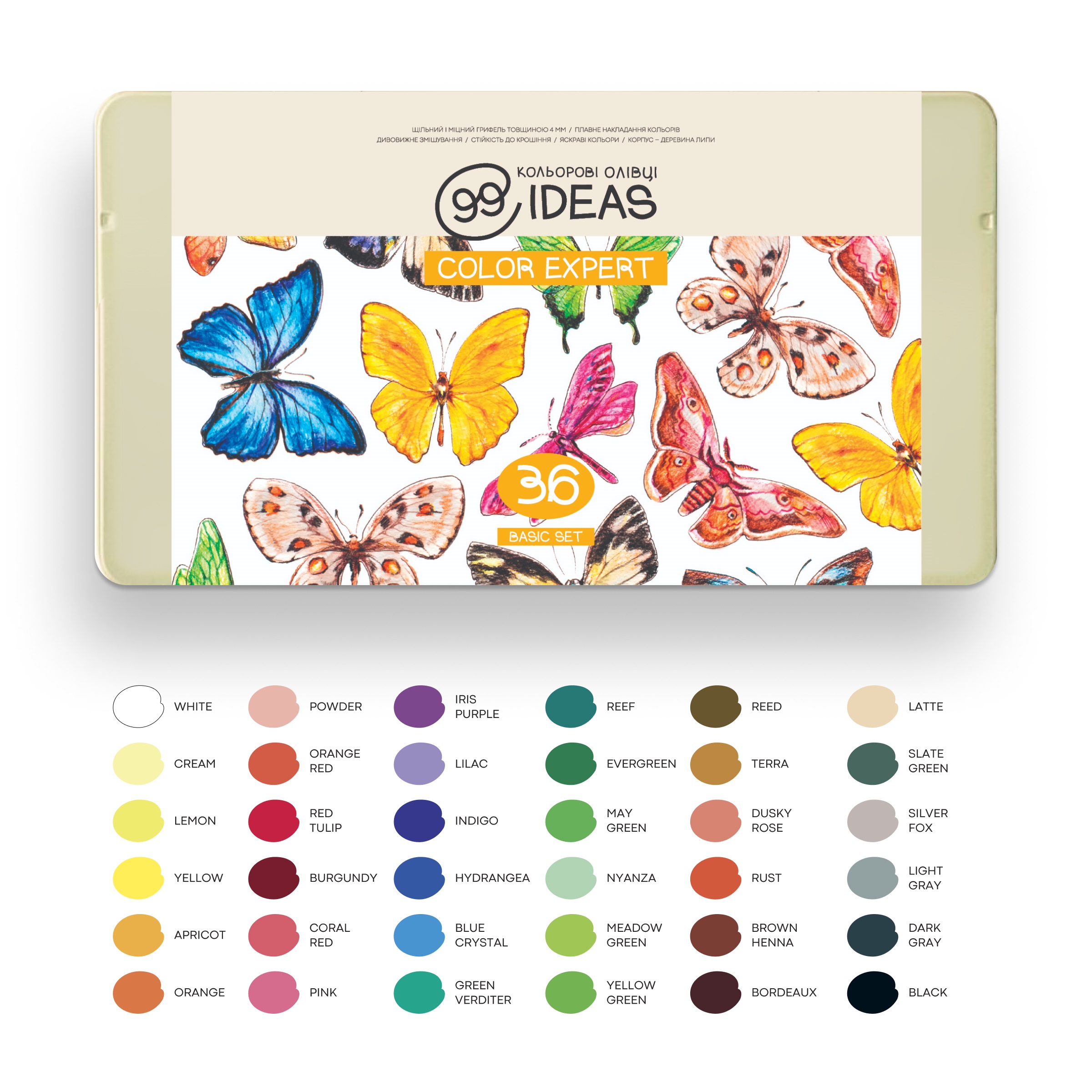 Набор цветных карандашей 99IDEAS "Color Expert" 36 цв., Basic Set, метал. коробка, 99CE-36BAS 2