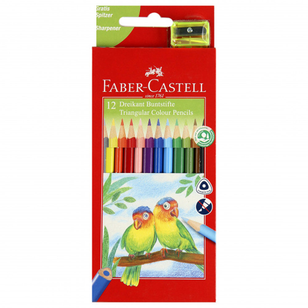 Карандаши 12 цв. + точилка трехгранная, 120523 Faber-Castell, 21614