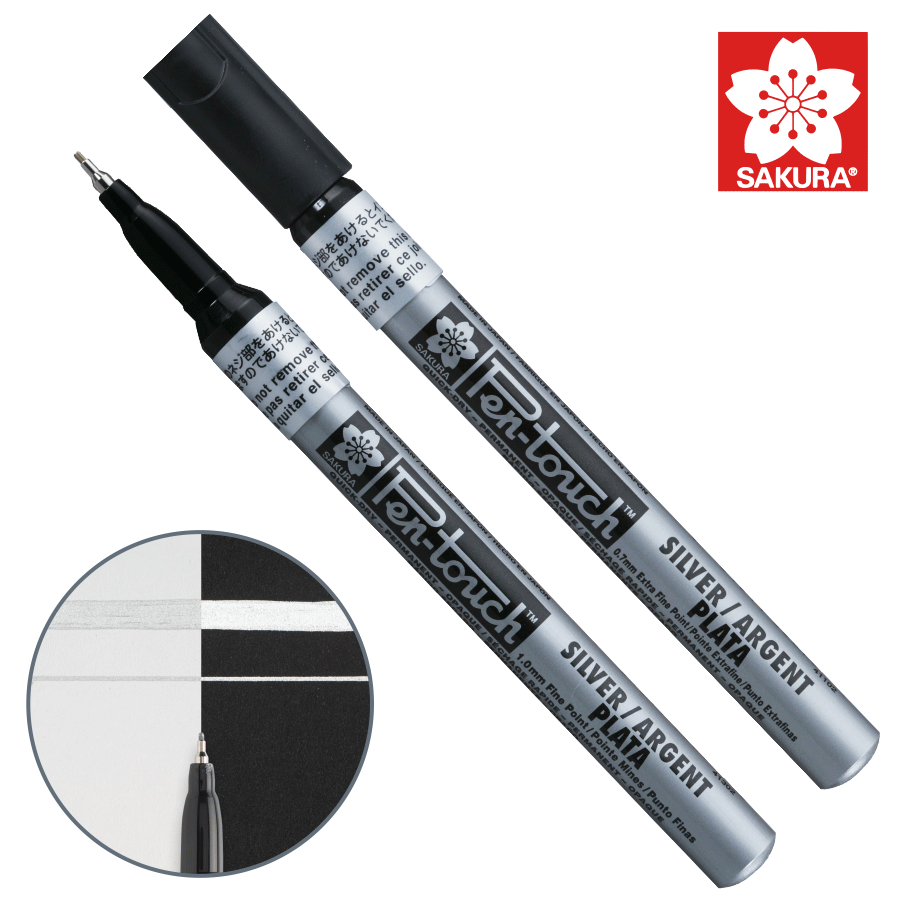 Маркер Pen-Touch Серебро, тонкий 0,7 мм, Sakura