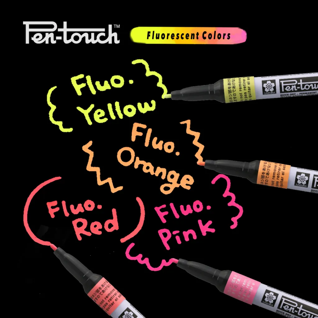 Маркер Pen-Touch Червоний, флуоресцентний, тонкий 1 мм, Sakura 2