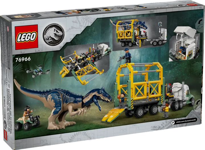 Конструктор Lego Jurassic World "Миссии динозавров: Грузовик для перевозки аллозавра", 76966 1