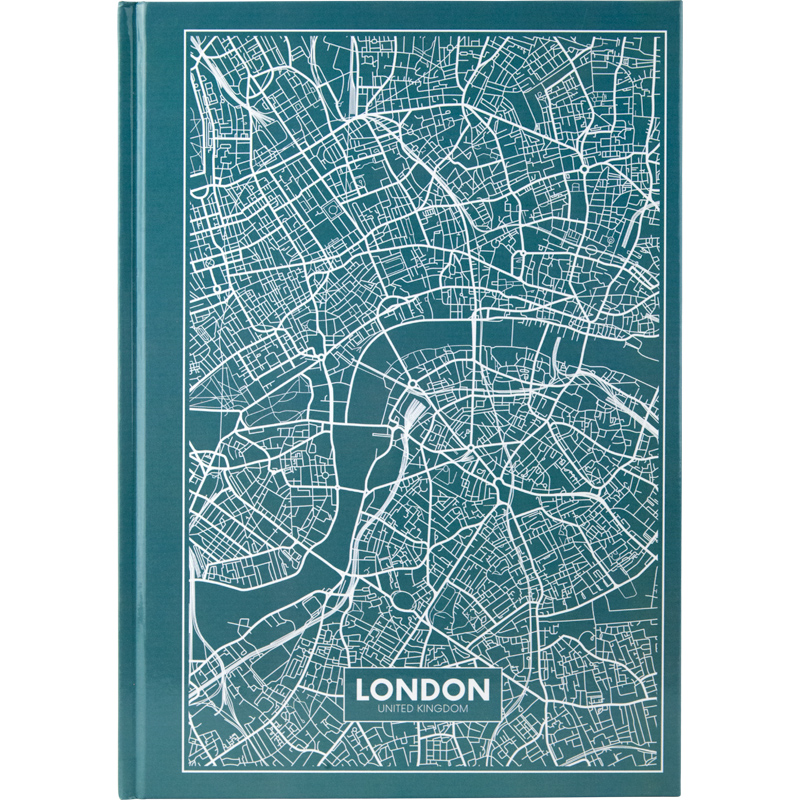 Книга записна Maps London А4 96 арк, кліт., бірюзовий, 8422-516-A