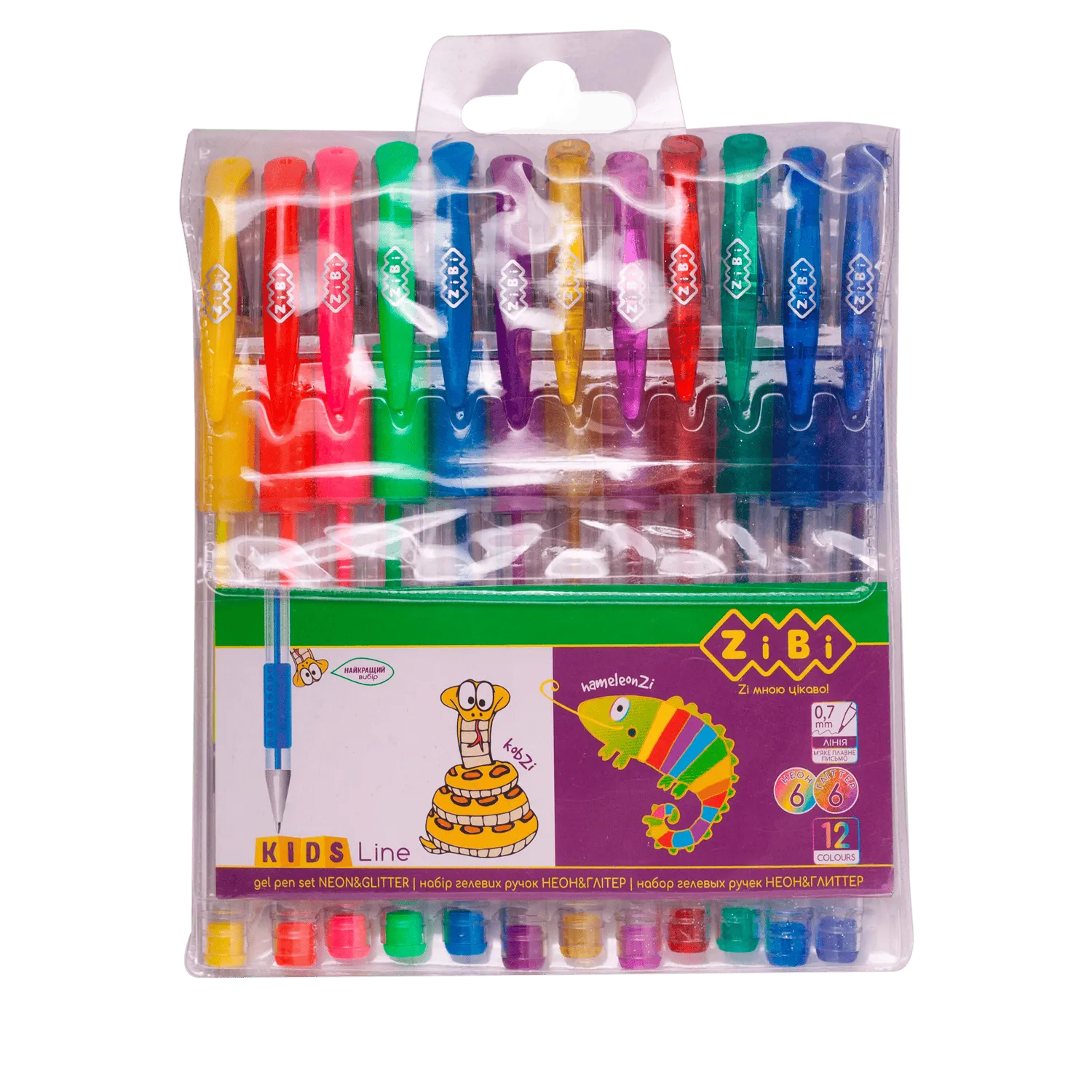 Набір із 12-ти гелевих ручок Neon+Glitter, ZB.2204-99