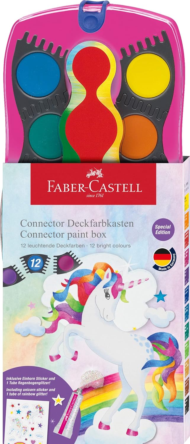 Фарби акварельні сухі 12 кол. Connector, рожевий корпус, 125002 Faber-Castell