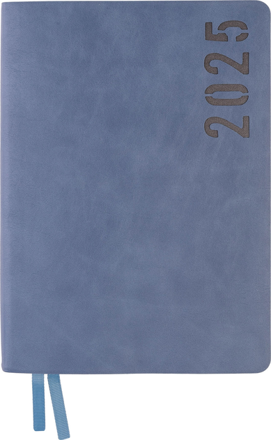 Деловая записная книжка А5 2025 "Agenda", мягкий, 368 стор., серо-голубой, 252549, Leo Planner
