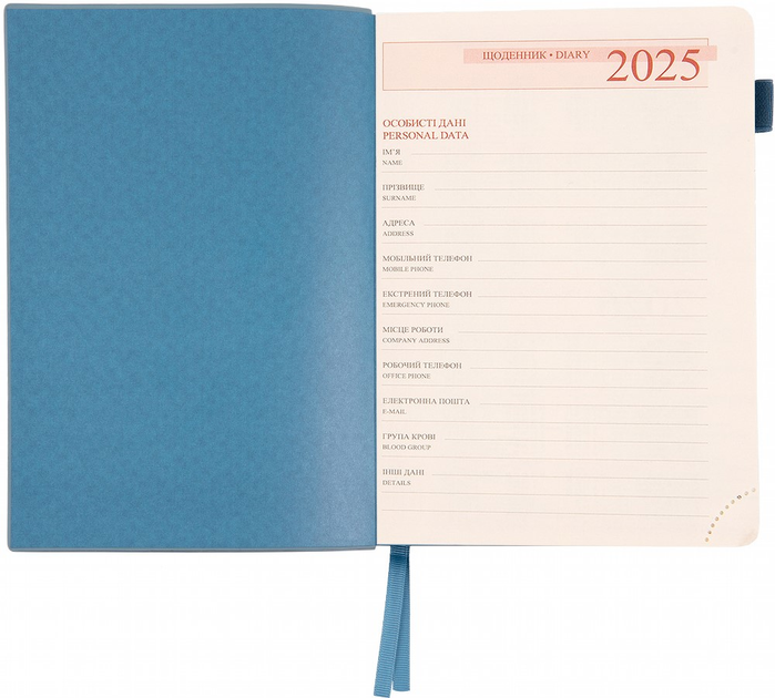 Деловая записная книжка А5 2025 "Binario", мягкий, 368 стор., сизо-голубой, 252542, Leo Planner 4