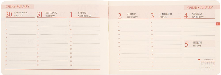 Деловая записная книжка-ежедневник 10*15 см, 2025 "Monte", мягкий, 128 стор., красный, Leo Planner 5