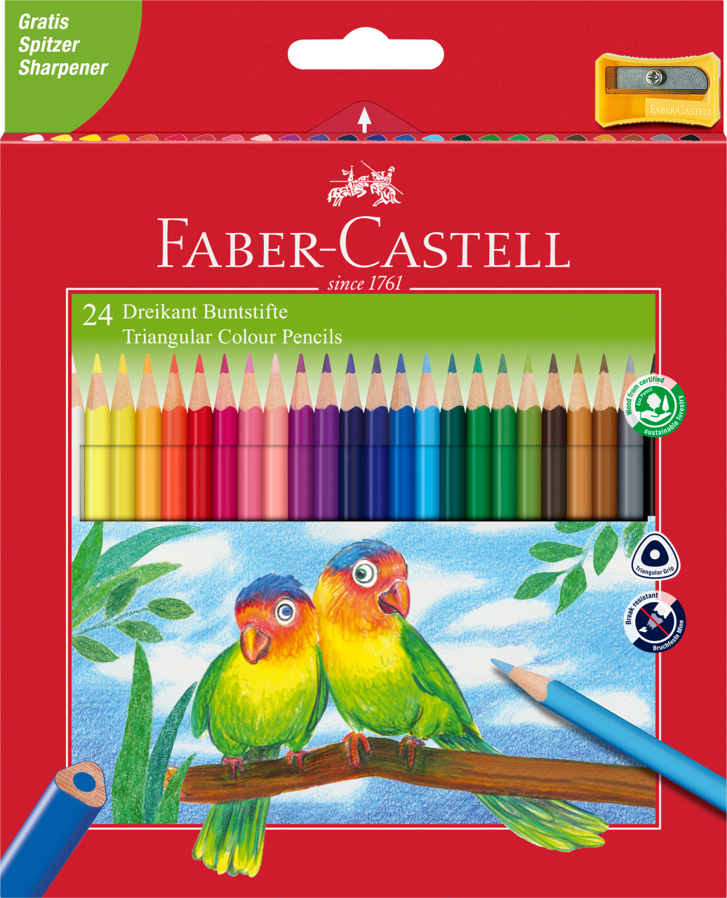 Олівці 24 кол.+ чинка тригранна, 120524 Faber-Castell