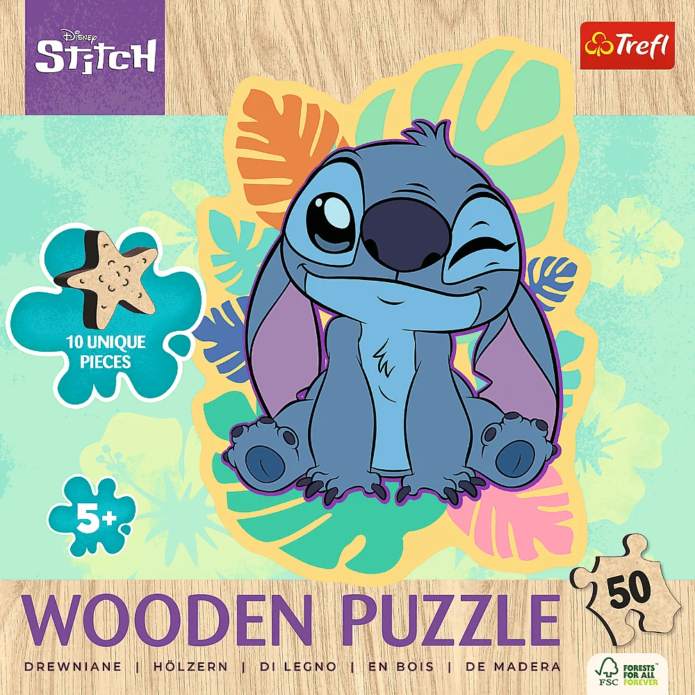 Пазл дерев`яний "50" - Щасливий Стітч. Disney Lilo&Stitch, Trefl, 20281 1