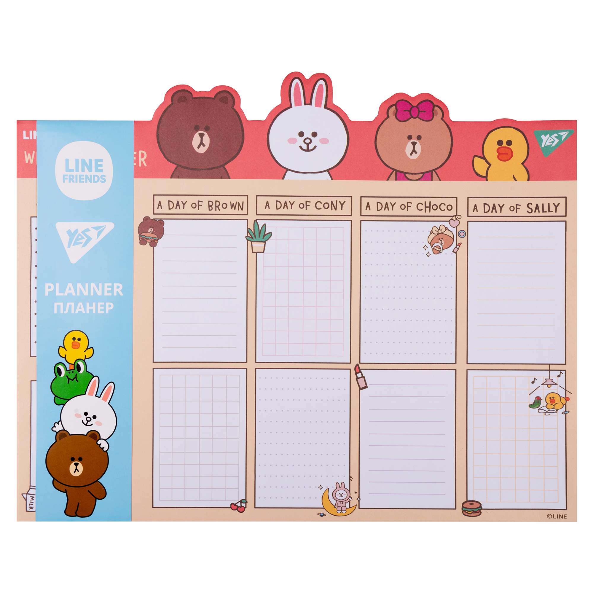 Акция Планинг настольный, 52 л. "Line Friends" 34,5*28,2 см, 252176 Yes