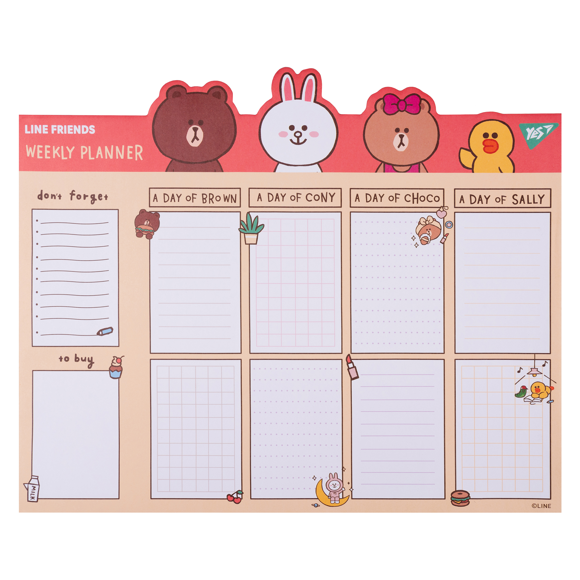 Акция Планинг настольный, 52 л. "Line Friends" 34,5*28,2 см, 252176 Yes фото