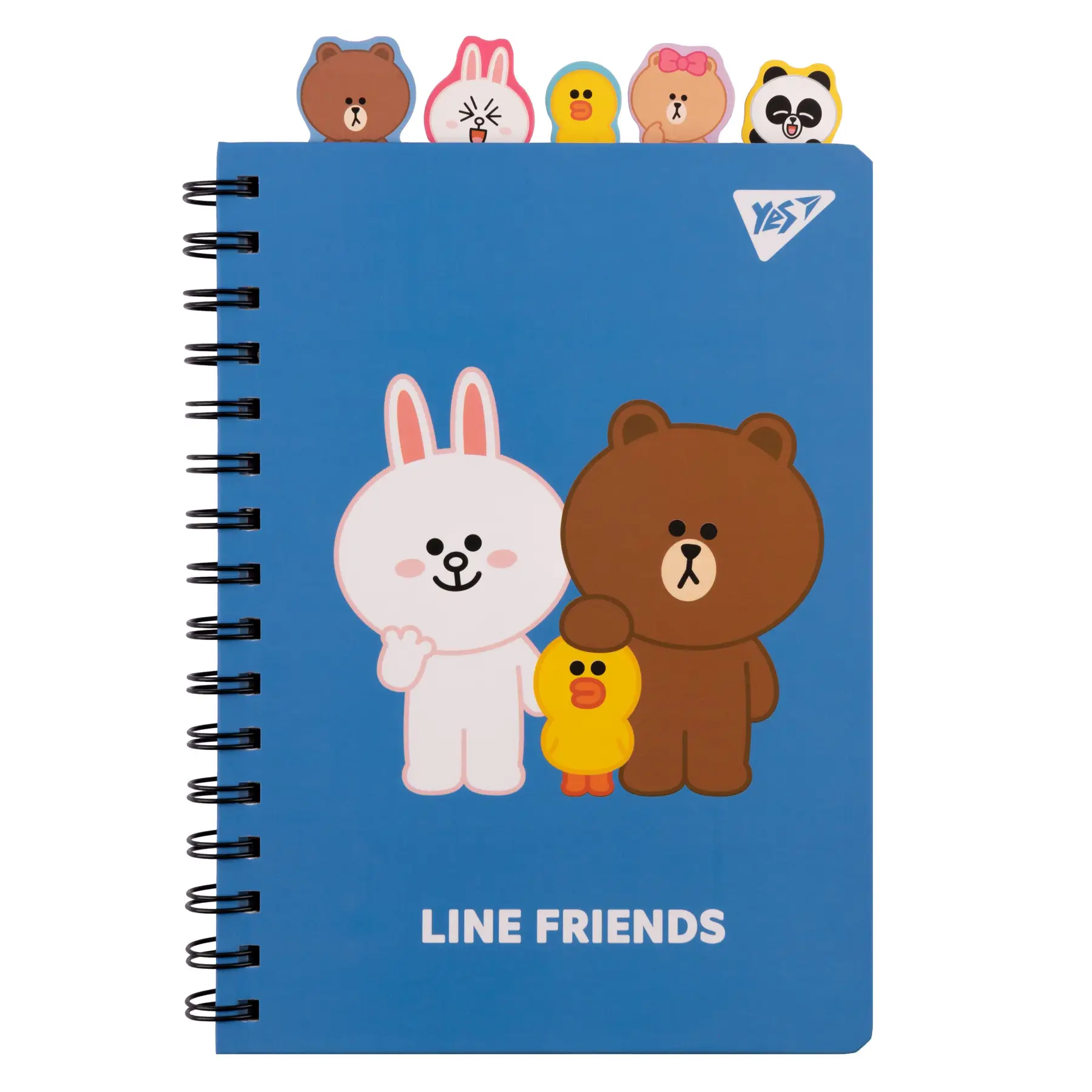 Блокнот YES А5, 80 л. cпіраль з фігурн. роздільниками "Line Friends", 151775