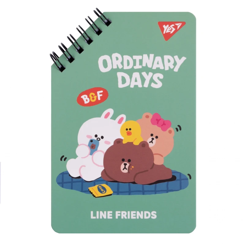 Блокнот YES 95*145 мм, 60 л., двойн. спираль "Line Friends" Ordinary days, 151757