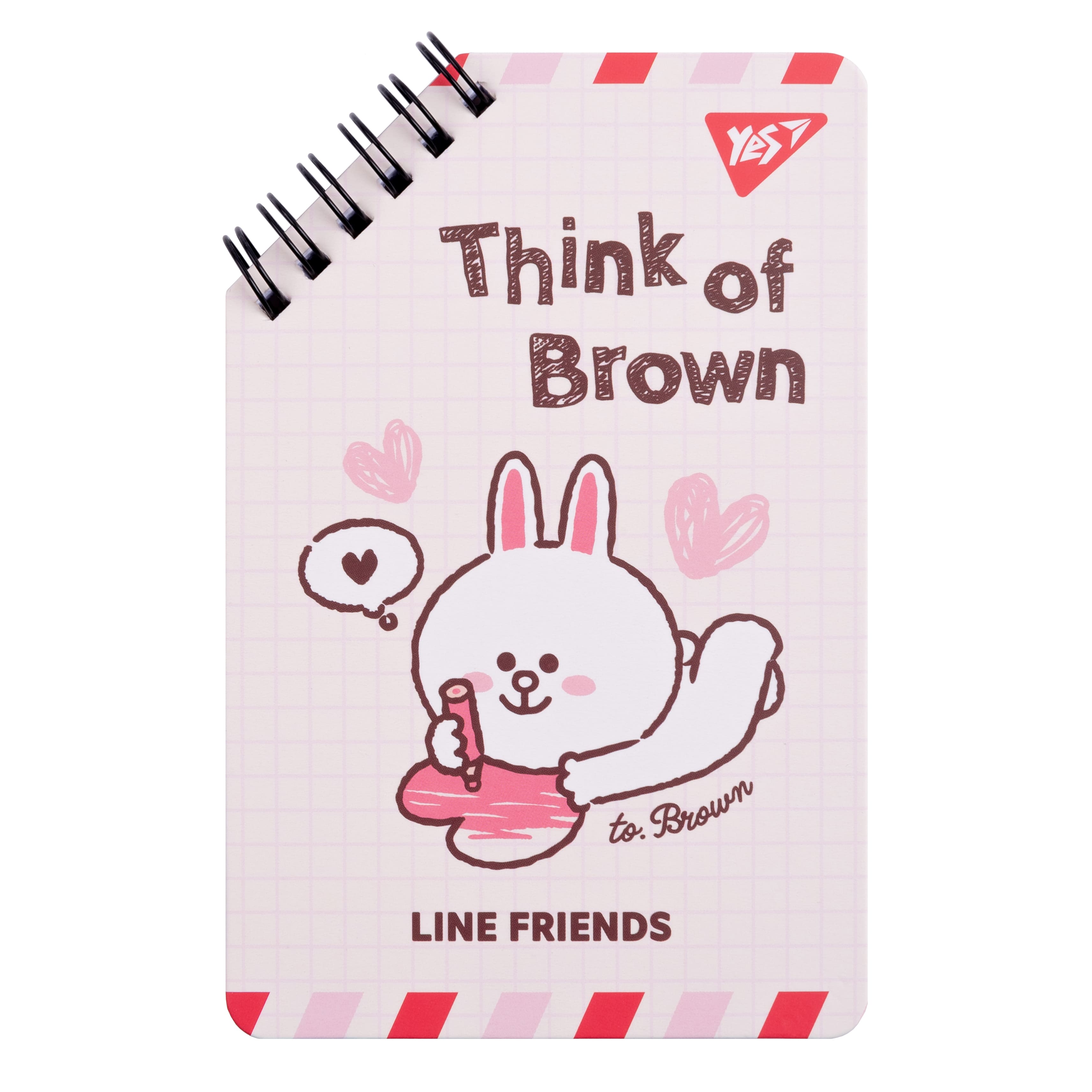 Блокнот YES 95*145 мм, 60 л., двойн. спираль "Line Friends" Think of Brown, 151755