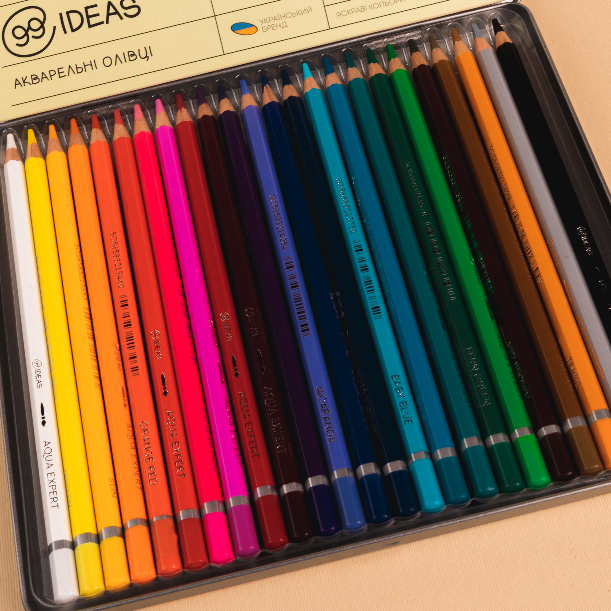 Набір олівців акварельних 99IDEAS "Aqua Expert" 24 кол., Basic Set, метал. коробка, 99AE-24BAS 4