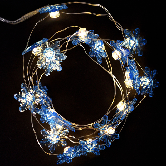 Електрогір. Yes! Fun на мідн. дроті "Сніжинки", 20 LED, тепл. біл., 2,2 м, стат.св. на батар., 801212 2