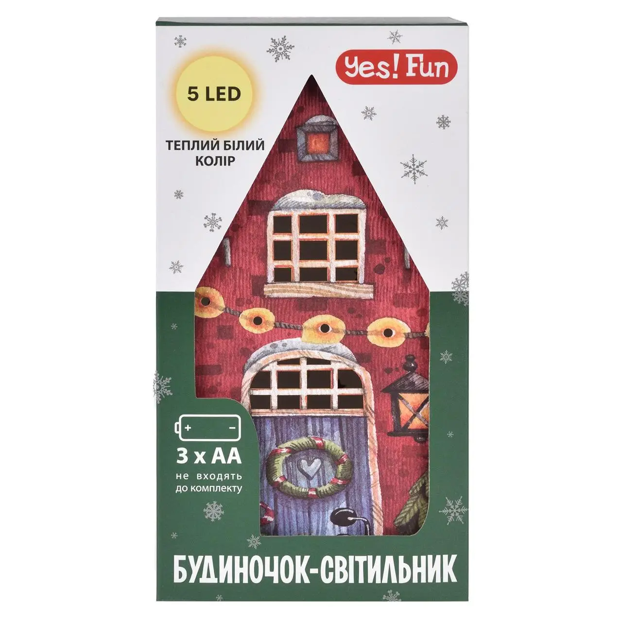 Декор новорічний Yes! Fun "Будиночок-світильник" 21 см, червоний, картон, LED, 801215