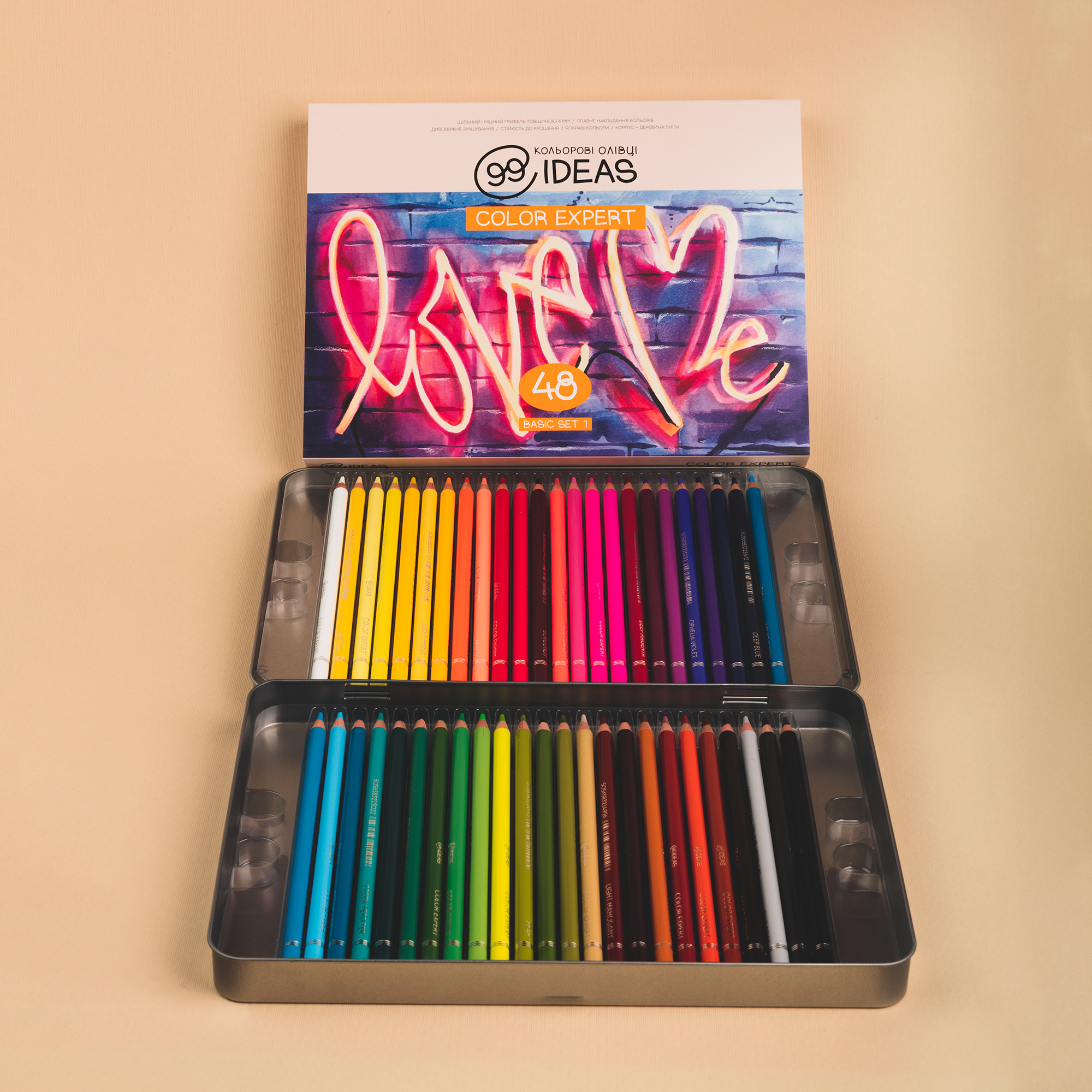 Набір олівців кольорових  99IDEAS "Color Expert" 48 кол., Basic Set 1, метал. коробка, 99CE-48BAS1 3