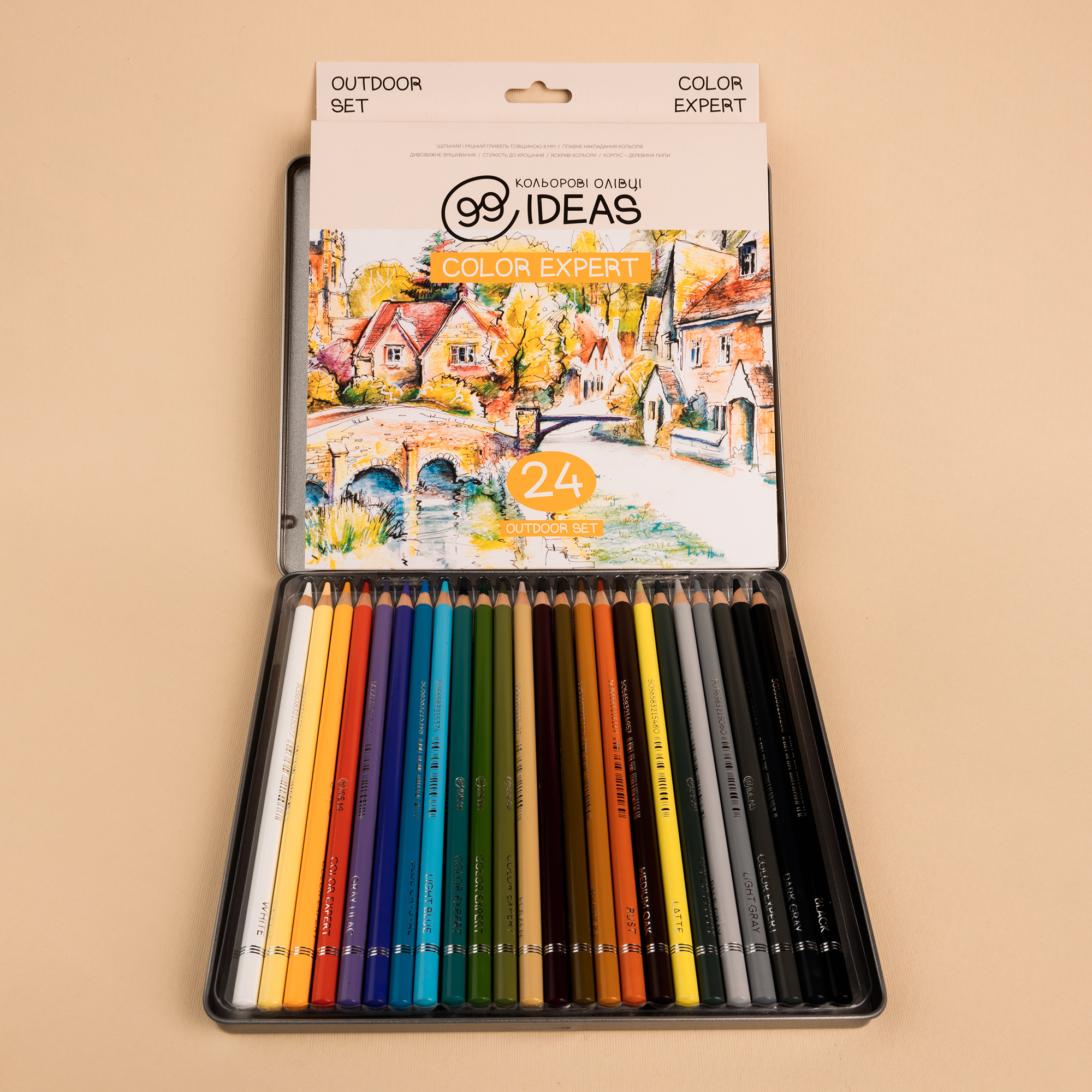 Набір олівців кольорових  99IDEAS "Color Expert" 24 кол., Outdoor, метал. коробка, 99CE-24OUTD 3