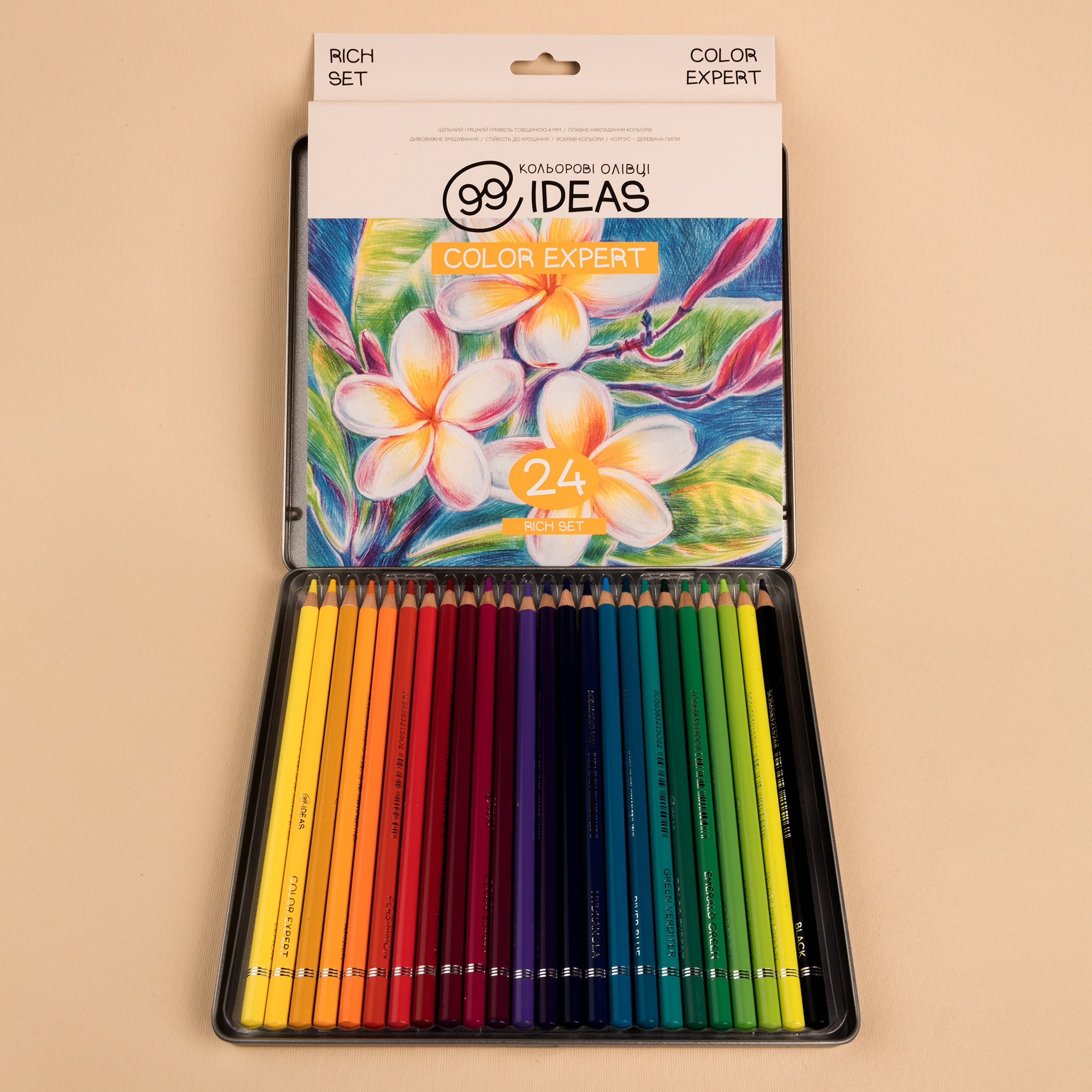 Набір олівців кольорових  99IDEAS "Color Expert" 24 кол., Rich Set, метал. коробка, 99CE-24RICH 3