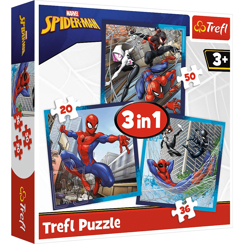 Пазл "3 в 1" - Друзі Спайдермена. Disney Marvel Spiderman, Trefl, 34874