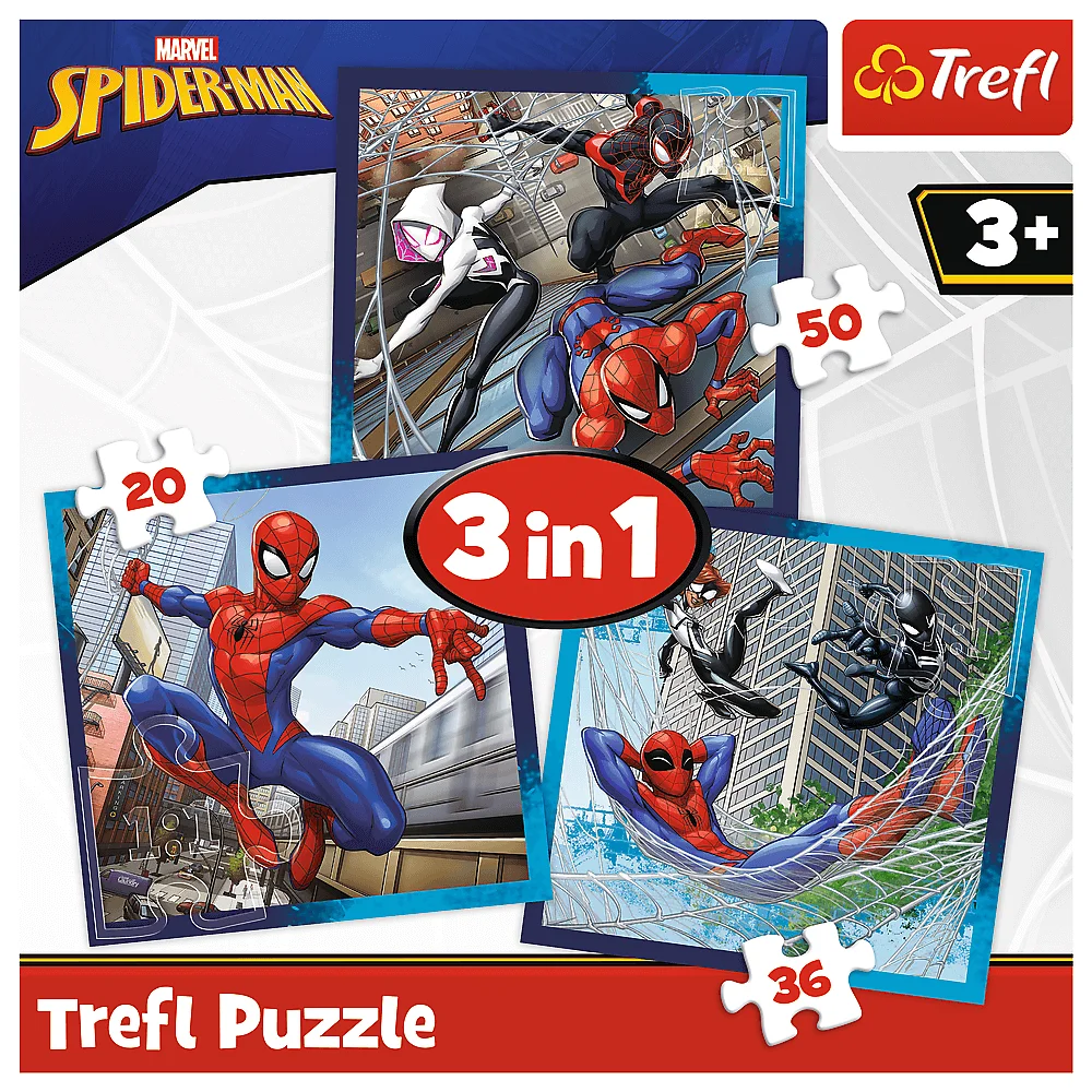 Пазл "3 в 1" - Друзі Спайдермена. Disney Marvel Spiderman, Trefl, 34874 1
