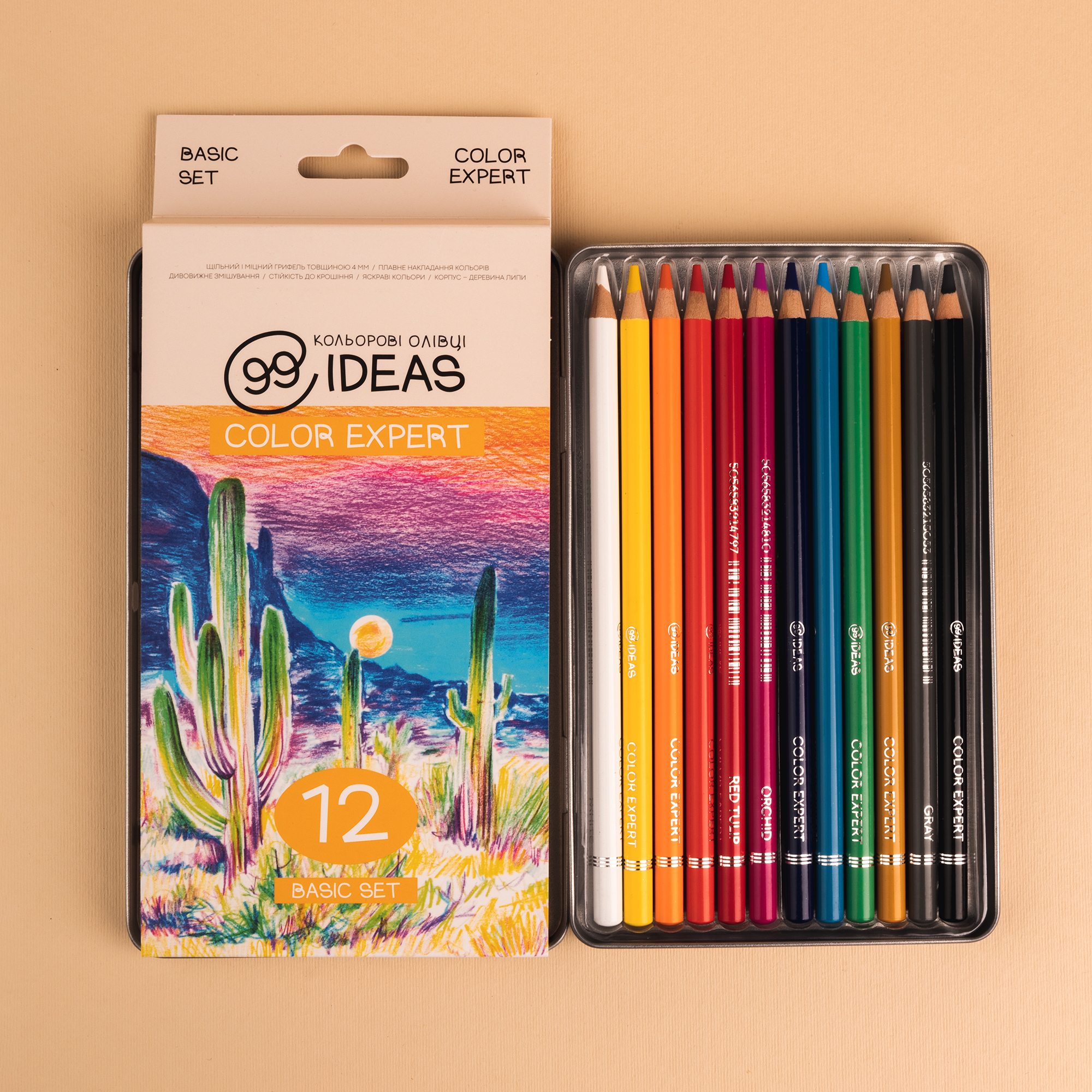Набір олівців кольорових  99IDEAS "Color Expert" 12 кол., Basic Set, метал. коробка, 99CE-12BAS 3