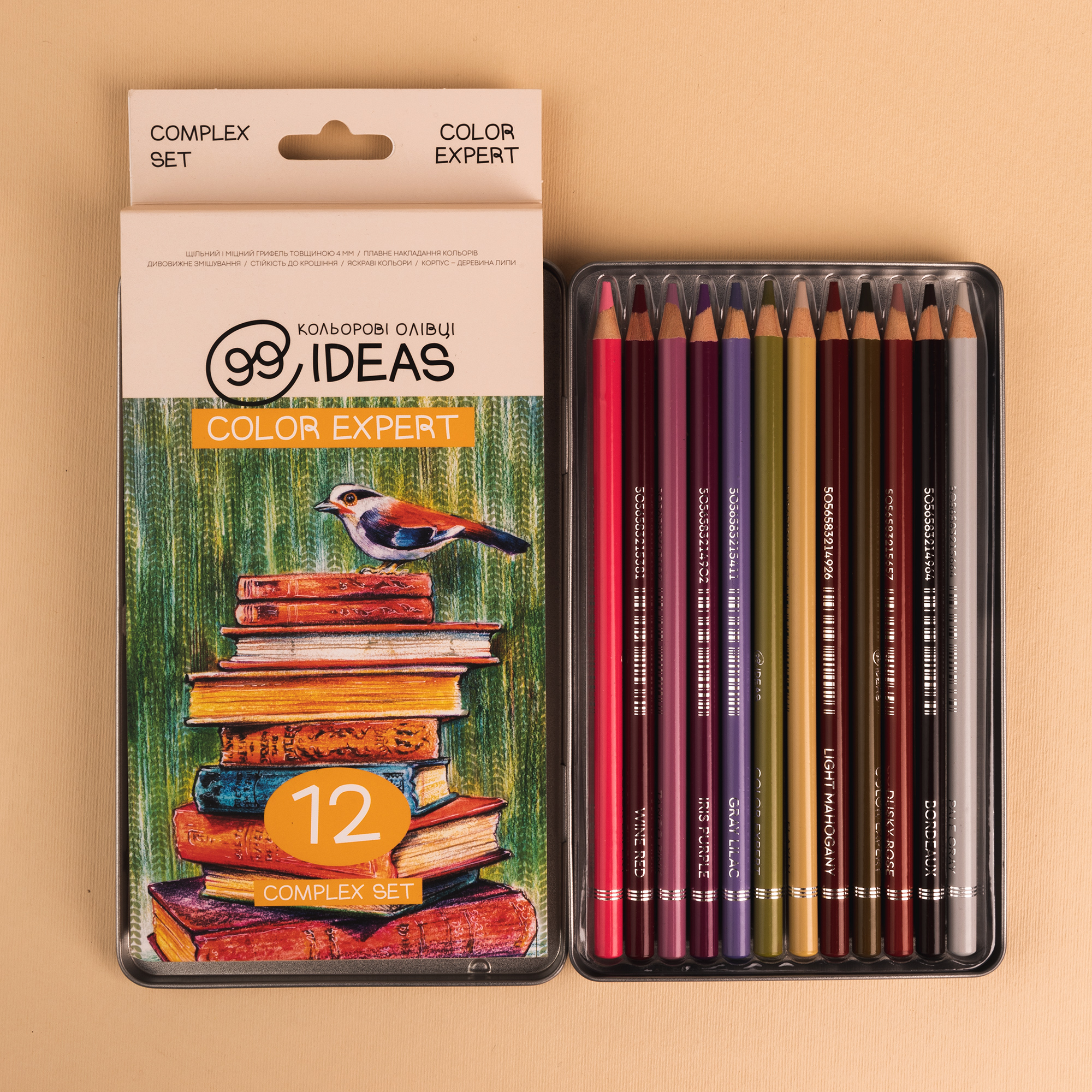 Набір олівців кольорових  99IDEAS "Color Expert" 12 кол., Complex Set, метал. коробка, 99CE-12CMPL 3