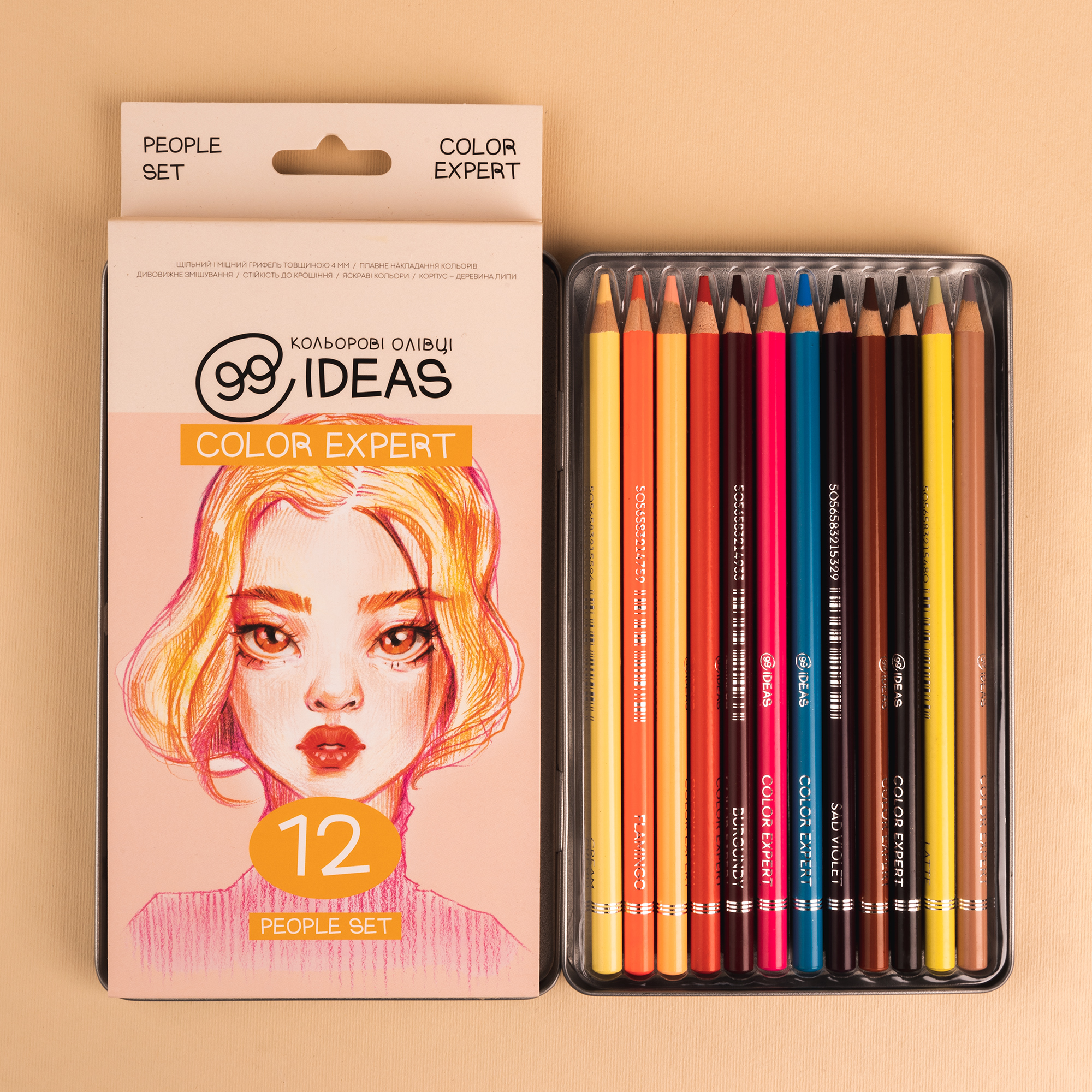 Набір олівців кольорових  99IDEAS "Color Expert" 12 кол., People Set, метал. коробка, 99CE-12PEOP 3