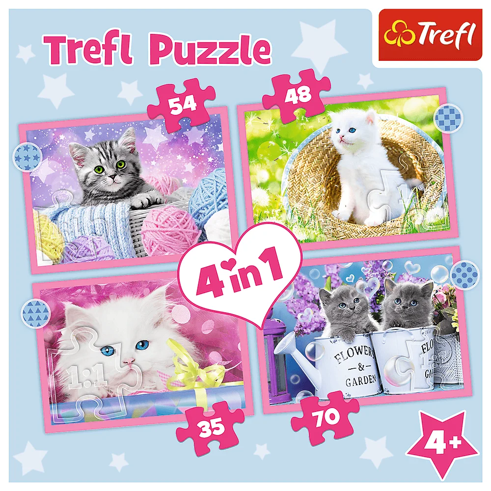 Пазл "4 в 1" - Веселі котики, Trefl, 34396 1