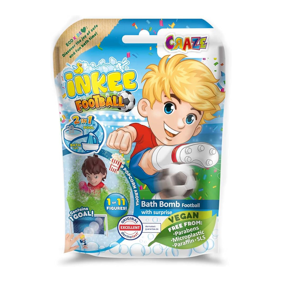 Ароматная бомбочка для ванны с игрушкой Inkee - Футбол (в диспл., в ассорт.), 40164