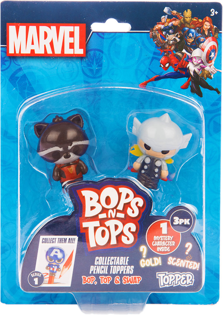 Набор коллекционных фигурок-топеров Sambro серии "Bop n Tops" - Марвел, 3, MAR-3980-KV-FO