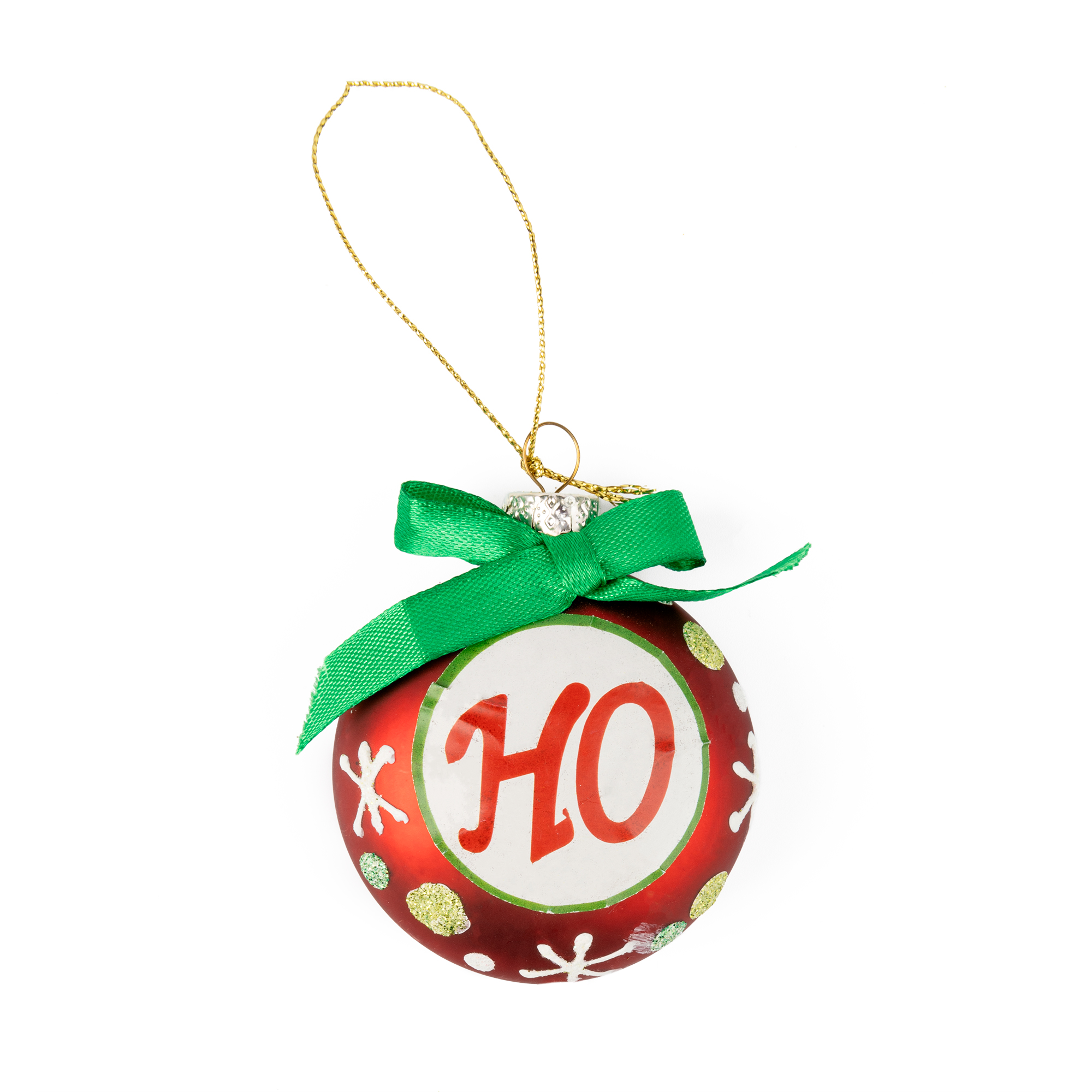 Підвіска новорічна скляна з куль "Joy"/"hohoho" 16 см (2 види в асорт.), 9769680 ТМ "A&G"