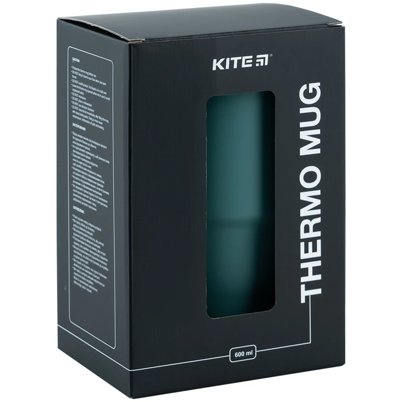 Термокружка з ручкою 600 мл, зелена, K24-1207-3 7