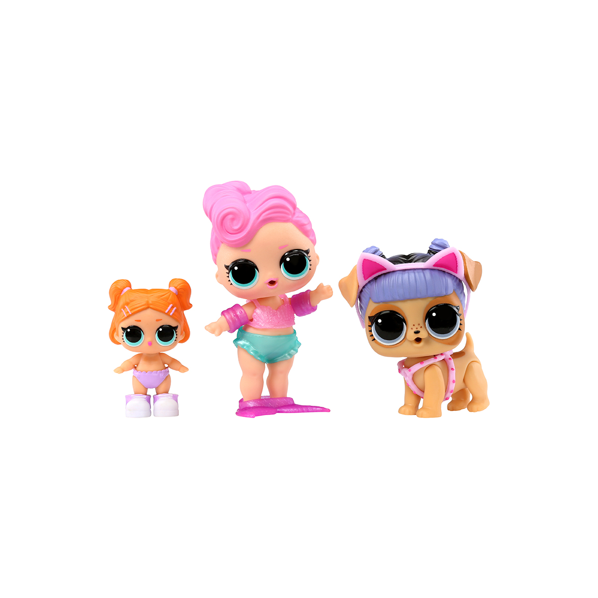 Набор игровых фигурок L.O.L. Surprise! серии "OPP Tot + Pet + Lil Sis" Уэйвс, Канзас К9, Лил Битс 2