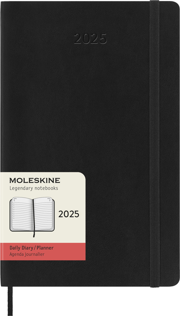 Щоденник 2025 середній, чорний м’який, Moleskine, DSB12DC3Y25