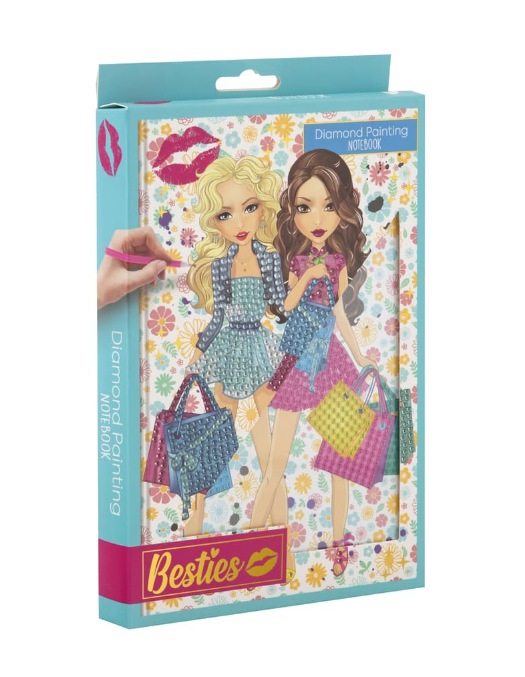 Блокнот А5 Besties "Діамантовий розпис" у твердій палітурці, синій, 961006