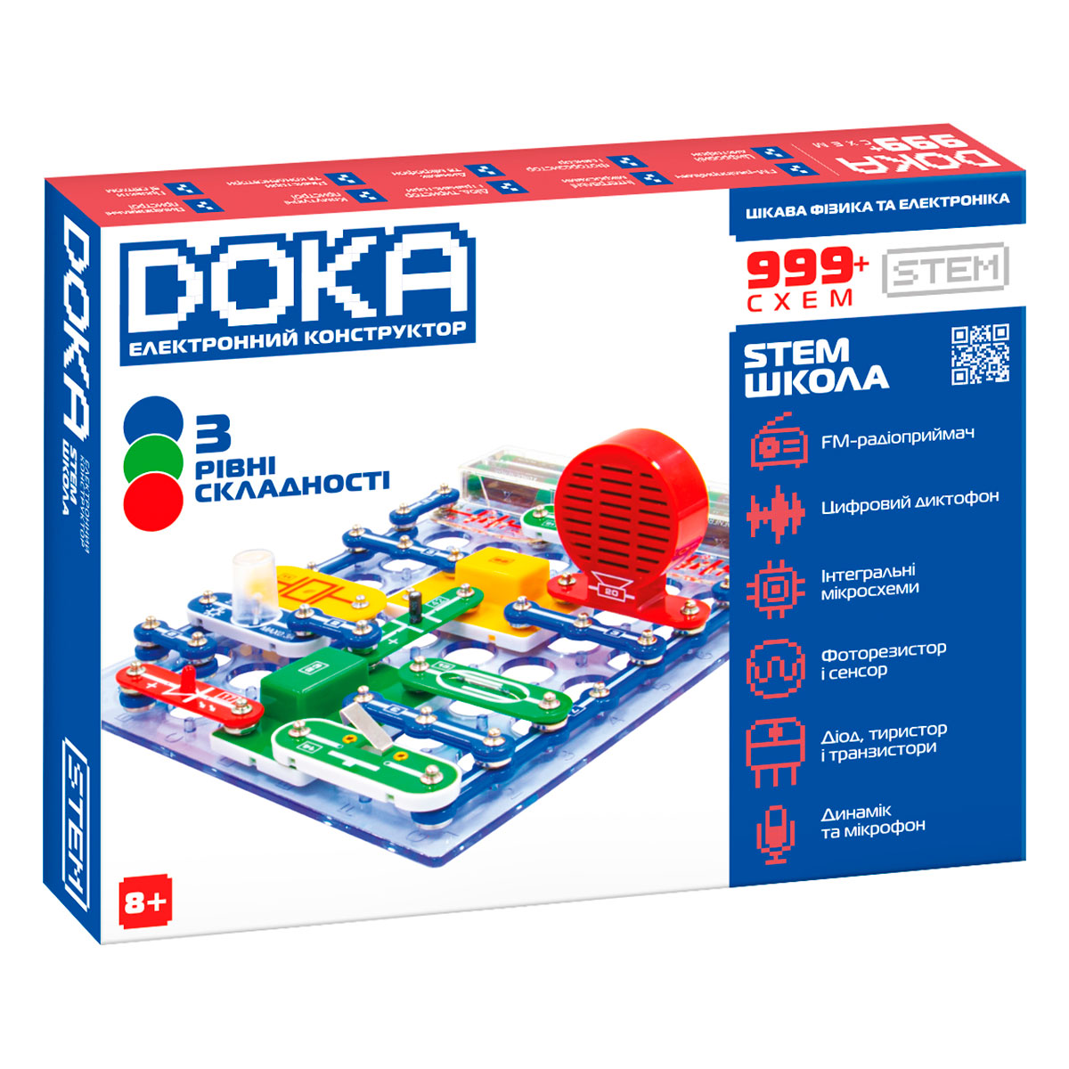 Конструктор электронный DOKA ШКОЛА "999+ Схем", D70708