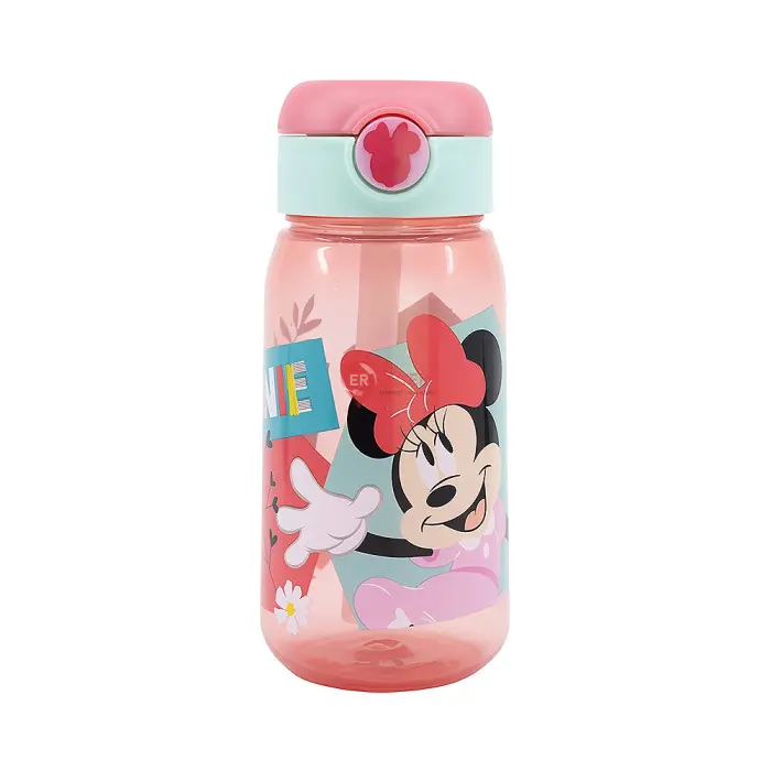 Пляшка дитяча 510 мл, з кришкою та соломинкою, "Minnie mouse being more minni" STOR, 74442