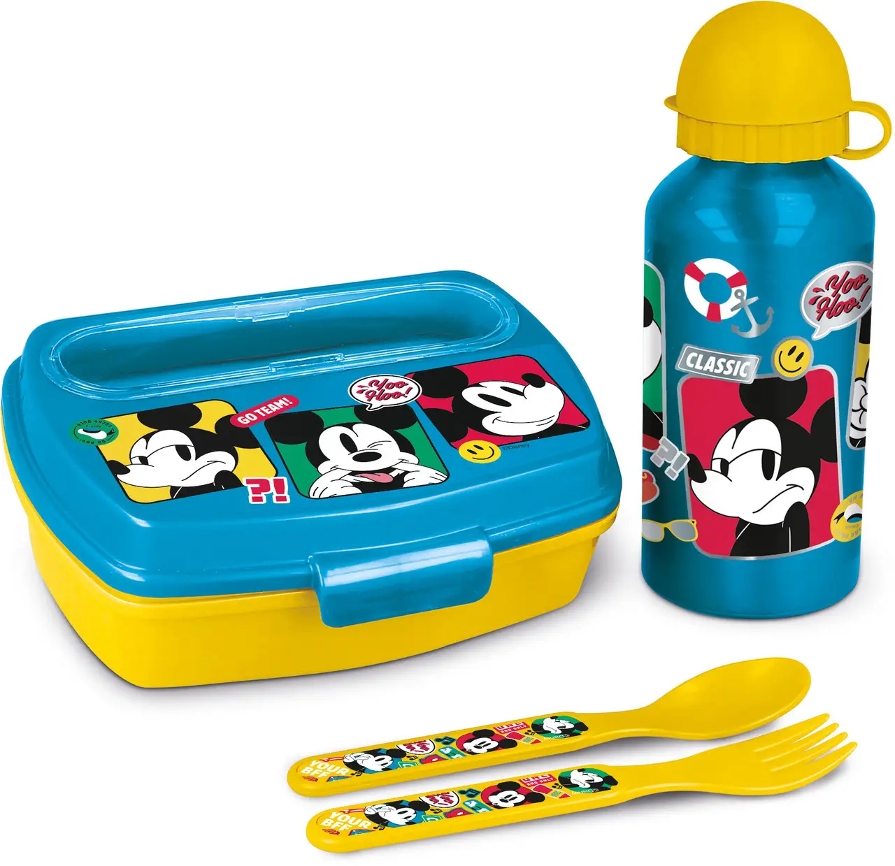 Набор детский (бутылка, ланчбокс, стол. приборы), "Mickey mouse fun-tastic" STOR, 74363