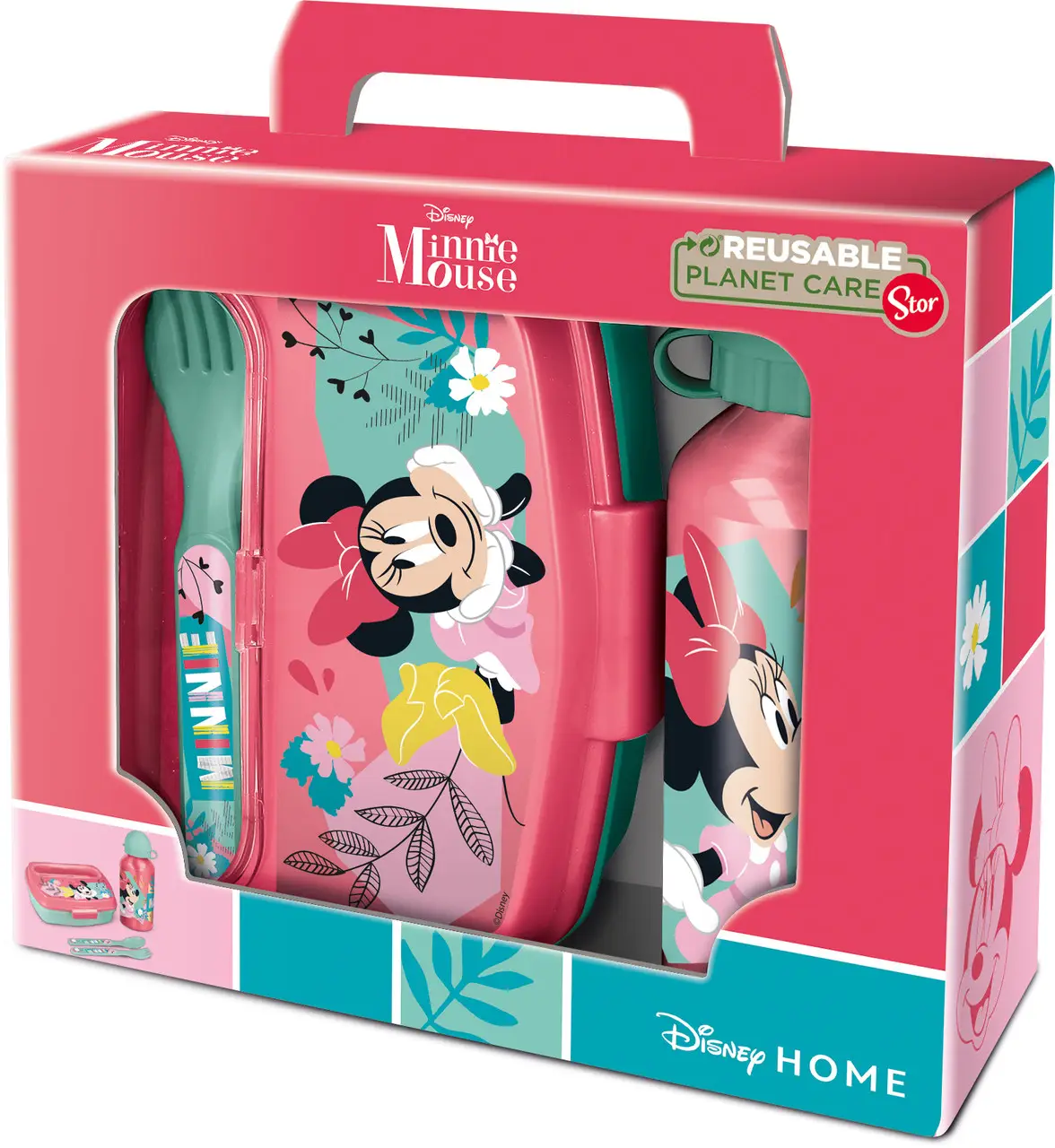 Набор детский (бутылка, ланчбокс, стол. приборы), "Minnie mouse being more minnie" STOR, 74463 1
